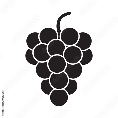 Black Grape Silhouette On White Background A Simple Fruit Illustration