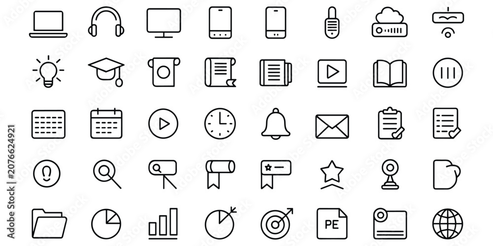 Fototapeta premium Digital interface icons for web, mobile, and education, clean and simple vector design