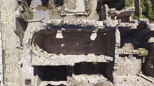 Aerial View of Syedra Ancient City in Alanya Antalya Turkey, Remarkable Archaeological Site with Roman Ruins and Mediterranean Landscape