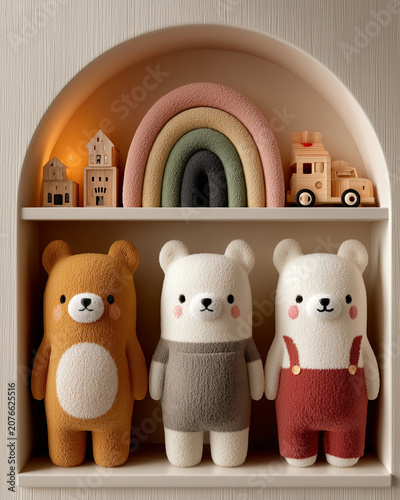Cozy kids room with shelving unit with toys
