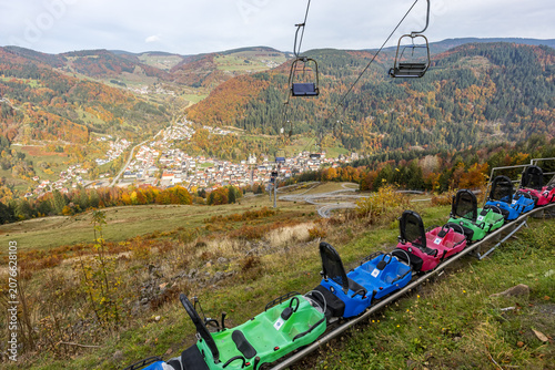 Foto Toboggan run Hasenhornbahn in Todtnau in the Black Forest in autumn in Todtnau,