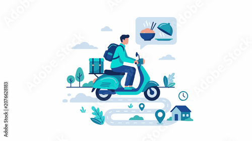 A delivery person riding a scooter with food (6)