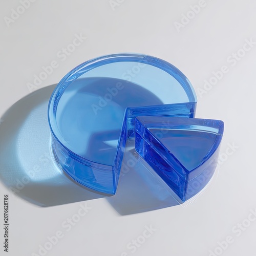 Abstract Blue Pie Chart Slice on White Background.