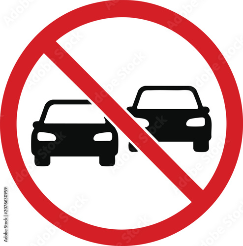 фотографія No overtaking traffic sign prohibition symbol for vehicles vector illustration f