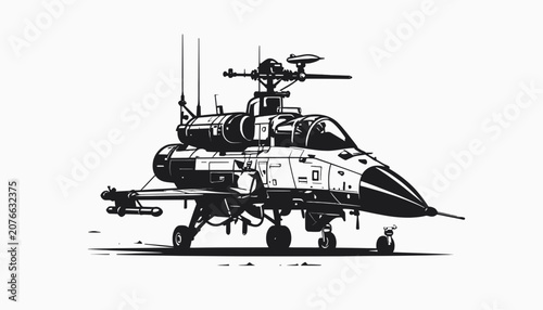 Fotografie Detailed illustration of a military helicopter.