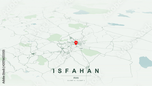 Fotografie Modern minimalist vector map of Isfahan, Iran