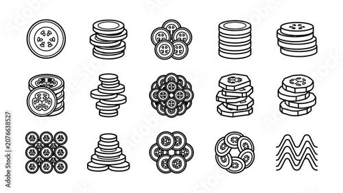 Money Coins Stack Icons Set Finance Vector Graphics