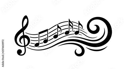 Tableau sur toile A stylized musical note and melody line.
