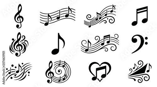 Fotografie A collection of various music notes and symbols.