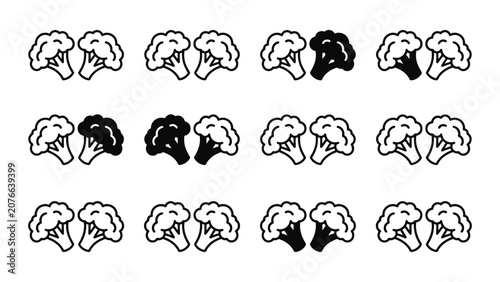 Broccoli Icons Set Healthy Food Vector Illustration