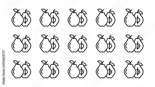 Pear Icons Pattern Healthy Food Vector Graphics Simple Design