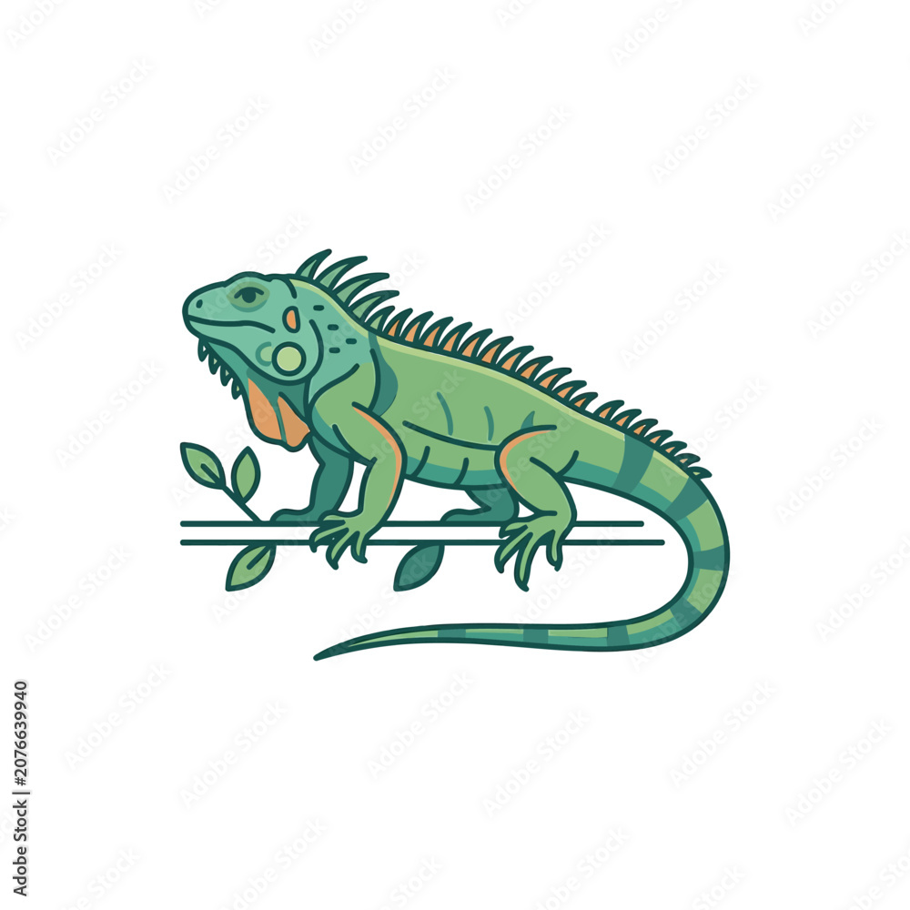 Fototapeta premium The Image Is A Digital Illustration Of A Green Iguana The Iguana Is