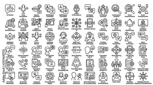 Various icons depict people, technology, and industry in a graphic illustration.