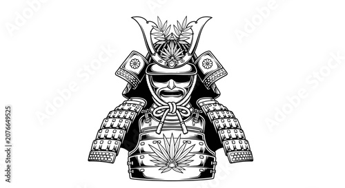 Intricate Samurai Warrior Armor Illustration - Traditional Japanese Protection