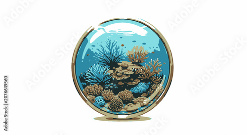 Underwater Coral Reef Ecosystem in Glass Dome Display