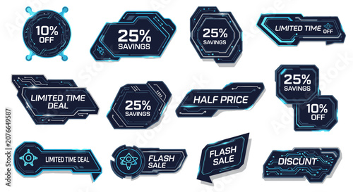 Cyberpunk Sale Badges Collection - Futuristic Discount Offers