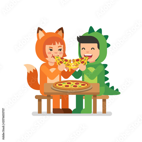 The Image Shows Two Children A Boy And A Girl Sitting At A Table And