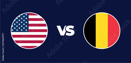 Obraz na plátně United States vs Belgium national flags in circle format, circular flag icons, v