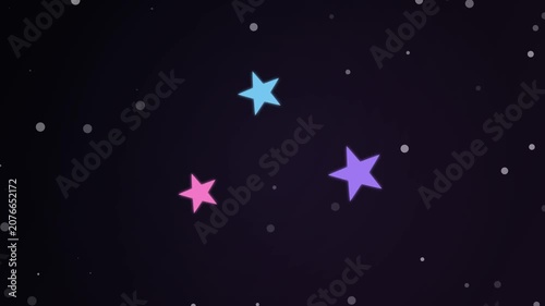 Colorful stars floating in a dark night sky space background animation