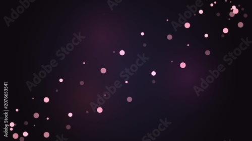 Pink Bokeh Particles Floating in Dark Abstract Background Space