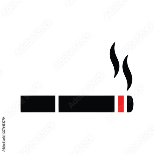Minimalist smoking cigarette icon vector for no smoking sign and tobacco warning designs