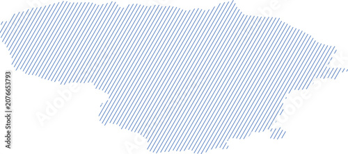 Canvastavla Graphic silhouette of the country Lithuania featuring artistic diagonal blue str