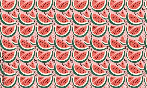 seamless pattern with red watermelon slice background 