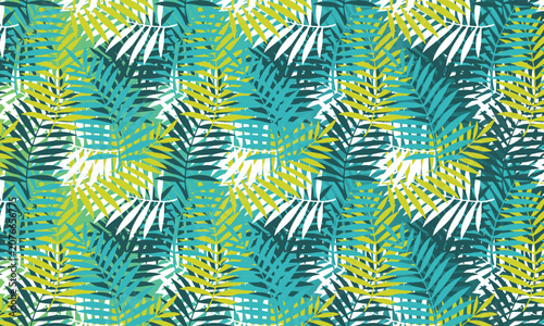 abstract seamless pattern with tropical summer leaves