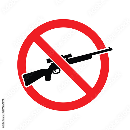 No Guns Allowed Vector Icon – Red Prohibition Sign with Rifle Silhouette Isolated