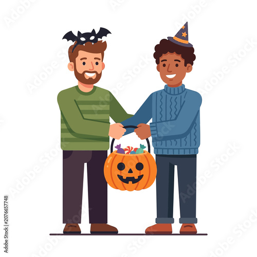 The Image Shows Two Men Standing Side By Side Both Wearing Halloween