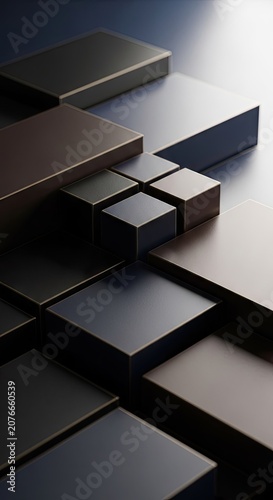 Black blocks with cinematic shadows and lighting