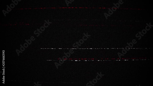Dark VHS glitch texture with red horizontal noise lines and subtle static grain