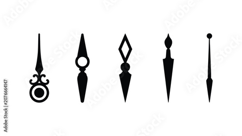 Canvastavla Clock hands icon set, black analog vector elements isolated on transparent  back