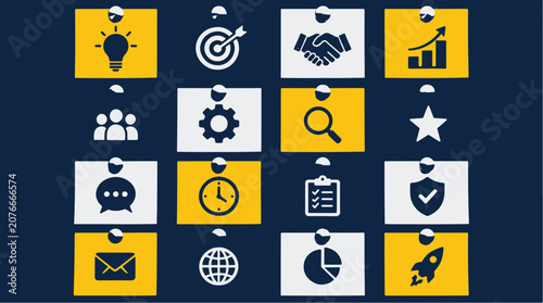 Collection of business and communication icons.