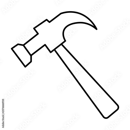 Simple black outline drawing of a claw hammer tool icon