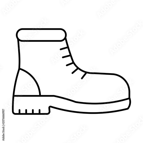 Simple Black Outline Work Boot Icon Graphic Element