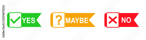 Decision making options yes  maybe and no selection badges.
