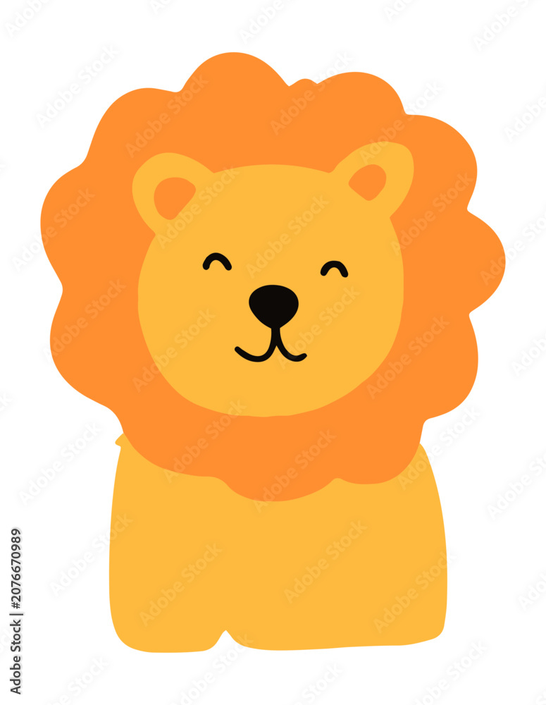 Fototapeta premium Kawaii babylion animal. vector illustration, Vector Clipart Design. Printable Download Pack.