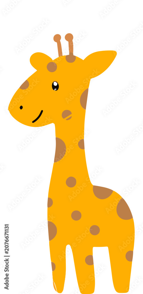 Fototapeta premium Kawaii cartoon giraffe animal. Hand Drawn Vector Illustration. Digital Download