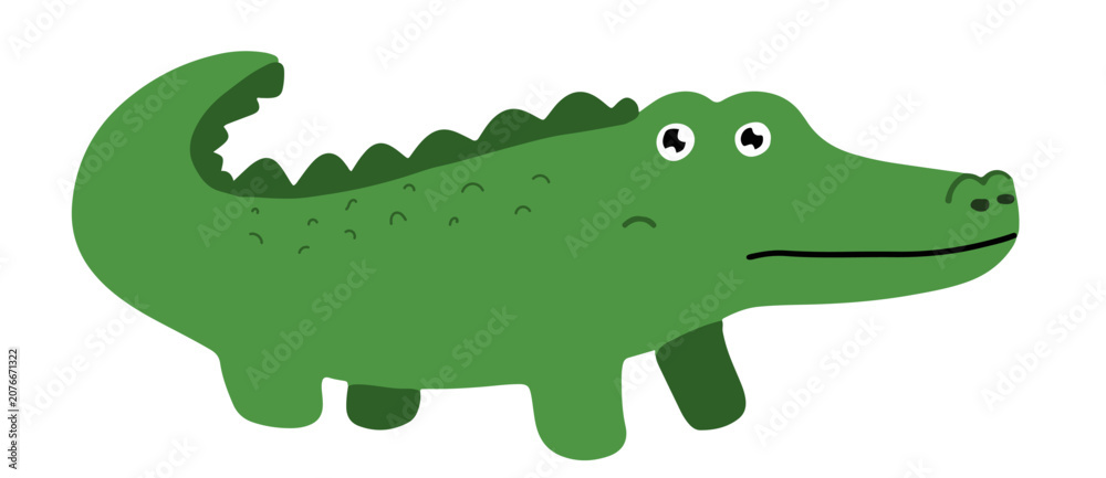Fototapeta premium Cute crocodile animal. vector illustration, Vector Clipart Design. Printable Download Pack.
