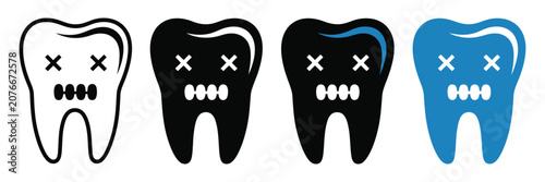 Photos Tooth decay icon set, cartoon vector illustration featuring broken teeth, dental