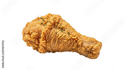 Crispy fried chicken drumstick isolated on transparent background