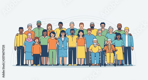 Diverse group of people standing together 6.