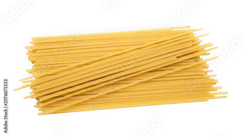 Uncooked dry spaghetti pasta noodles, isolated on transparent background