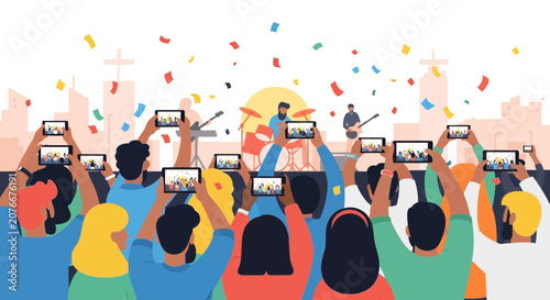 People holding up smartphone devices.