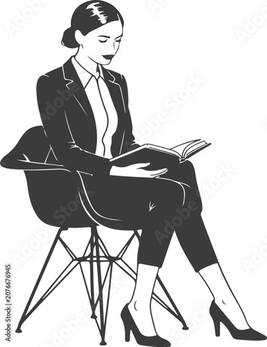 Confident Executive Reviewing Documents During Meeting