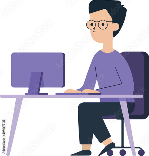 Young Office Employee Working At Desktop Computer