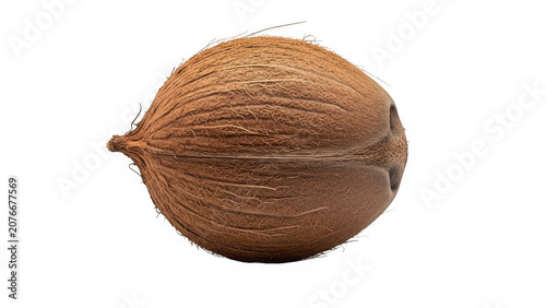 Whole brown coconut isolated on transparent background