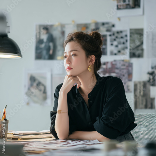 Creative Designer Thinking at Desk, Inspiration and Creative Work Concept