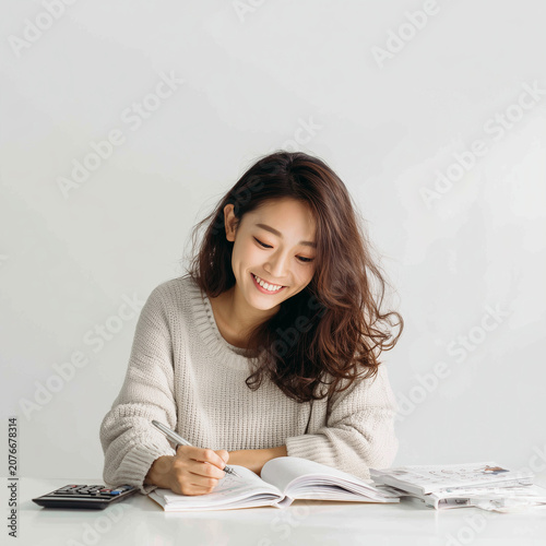 Young Woman Studying at Desk, Education and Learning Lifestyle Concept